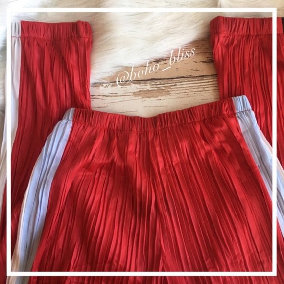 ❤️Sporty Pleated Balloon Leg Jogger Pants NEW Red and White - Picture 7 of 7